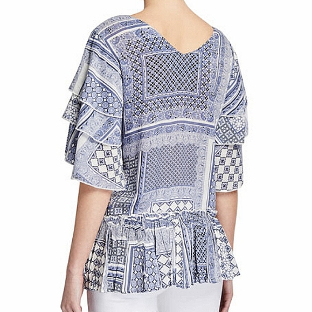 Neiman Marcus Pure Nordic Bistro Cuba-Print Top - Picture 2 of 9
